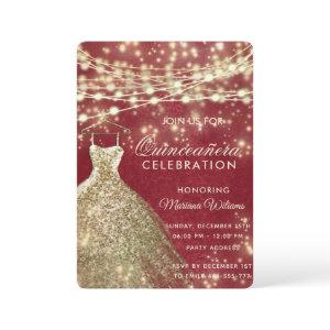 Chic red gold String lights glitter dress Quince