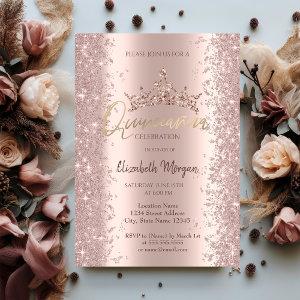 Chic Rose Gold Glitter Dust Crown Quinceañera