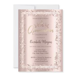 Chic Rose Gold Glitter Frame Crown Quinceañera