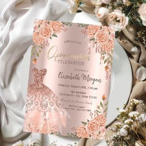Chic Roses Glitter Drips Dress Quinceañera