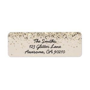 Chic Script Sand Glitter Wedding Return Address Label