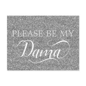 Chic Silver Glitter Dama Quinceanera Dama Proposal  Postcard