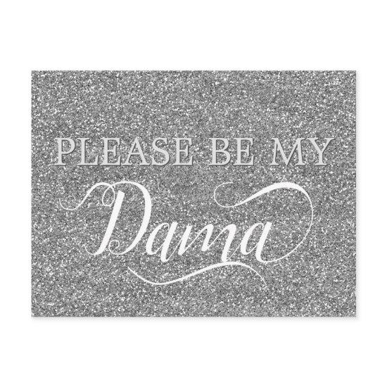 Chic Silver Glitter Dama Quinceanera Dama Proposal  Postcard