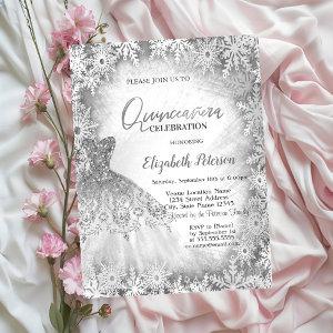 Chic Silver Glitter Dress Snowflakes Quinceanera