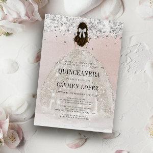 Chic Silver Glitter Princess Dress Quinceanera