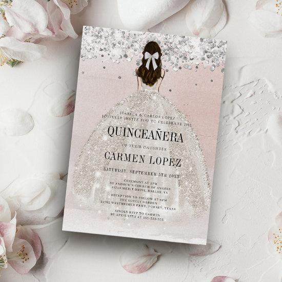 Chic Silver Glitter Princess Dress Quinceanera
