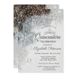 Chic Snowflakes Pine Cones Quinceañera