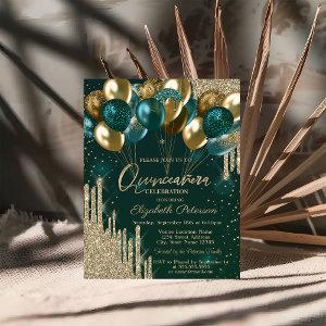 Chic Stylish Gold Glitter Drips Balloons Green