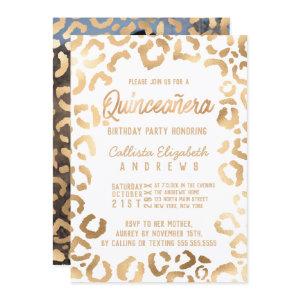 Chic White Gold Cheetah Leopard Quinceañera Photo