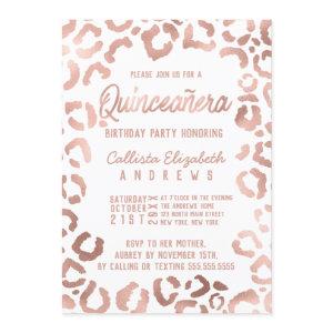 Chic White Rose Gold Cheetah Leopard Quinceañera