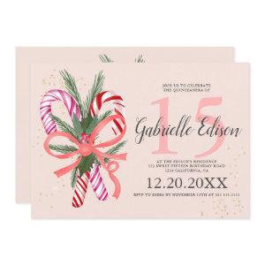 Christmas candy cane glitter pink quinceanera