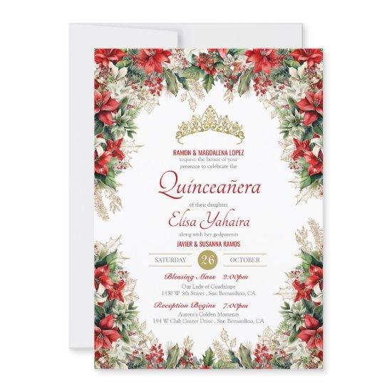 Christmas Flor de Pascua Red Holiday Quinceañera