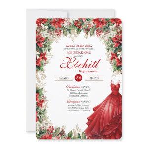 Christmas Holly Red Winter Holiday Quinceañera
