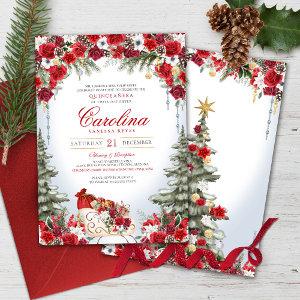 Christmas Rose Holiday Sleigh Winter Quinceanera