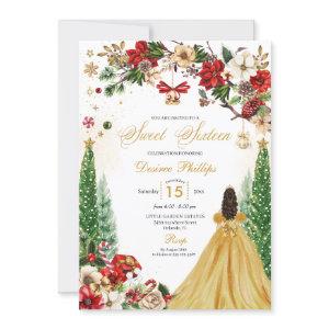 Christmas Winter Red Gold Poinsettia Sweet Sixteen