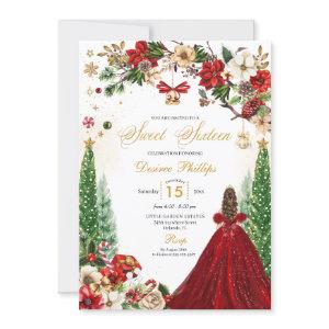 Christmas Winter Red Gold Poinsettia Sweet Sixteen