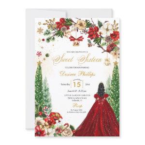 Christmas Winter Red Gold Poinsettia Sweet Sixteen
