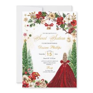 Christmas Winter Red Gold Poinsettia Sweet Sixteen