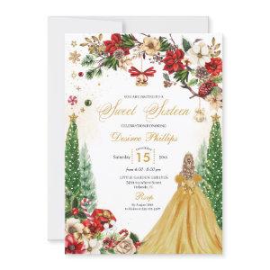 Christmas Winter Red Gold Poinsettia Sweet Sixteen