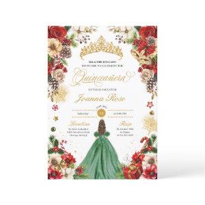 Christmas Winter Red Green Poinsettia Quinceanera