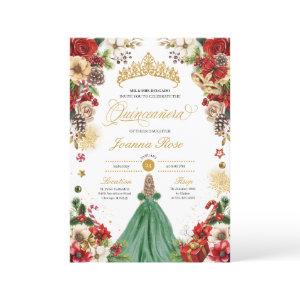 Christmas Winter Red Green Poinsettia Quinceanera