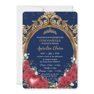 Cincoañera Red Roses Floral Snow White Gold Frame