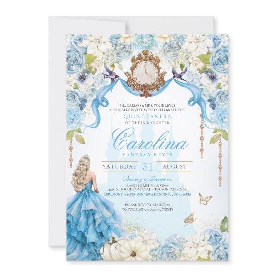 Cinderella Blue & Gold Princess Luxury Quinceanera