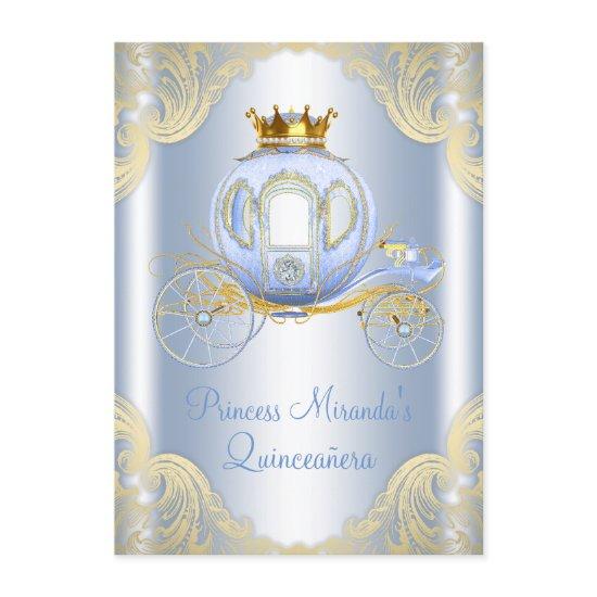 Cinderella Blue Gold Princess Quinceanera