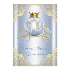 Cinderella Blue Gold Princess Quinceanera