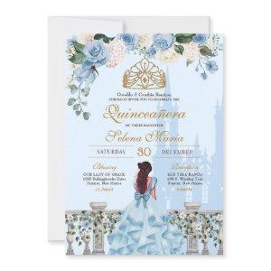 Cinderella Blue Rose & Gold Princess Quinceañera