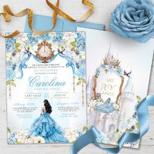 Cinderella Blue Rose Luxury Princess Quinceanera