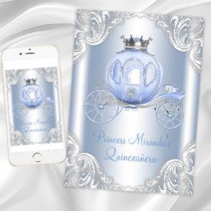 Cinderella Blue Silver Princess Quinceanera