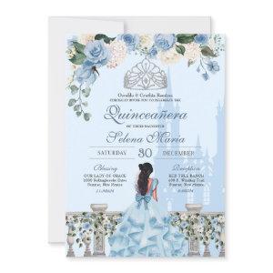 Cinderella Blue Silver Royal Princess Quinceanera