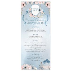 Cinderella Fairy Tale Elegant Blue Pink Party  Menu