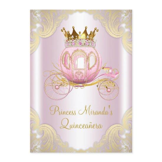 Cinderella Pink Gold Princess Quinceanera