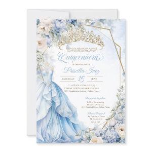 Cinderella Princess Light Blue Gold Quinceañera
