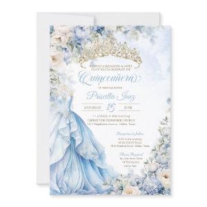 Cinderella Princess Light Blue Gold Quinceañera