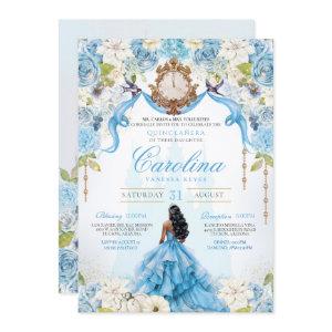 Cinderella Quinceañera Blue Gold Luxury Birthday