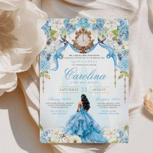 Cinderella Quinceanera Luxury Blue Gold Birthday