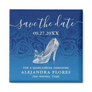 Cinderella Slipper Blue Quinceanera Save the Date Magnet