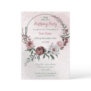 cinnamon rose white floral wreath birthday party