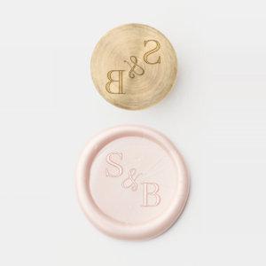 Classic 2 Monogram Initial Chic Script Ampersand  Wax Seal Stamp