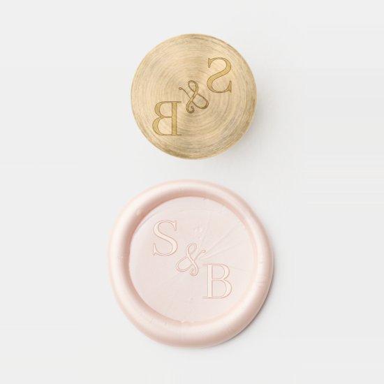 Classic 2 Monogram Initial Chic Script Ampersand  Wax Seal Stamp