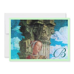 CLASSIC BEAUTY MONOGRAM ,bright antique blue green