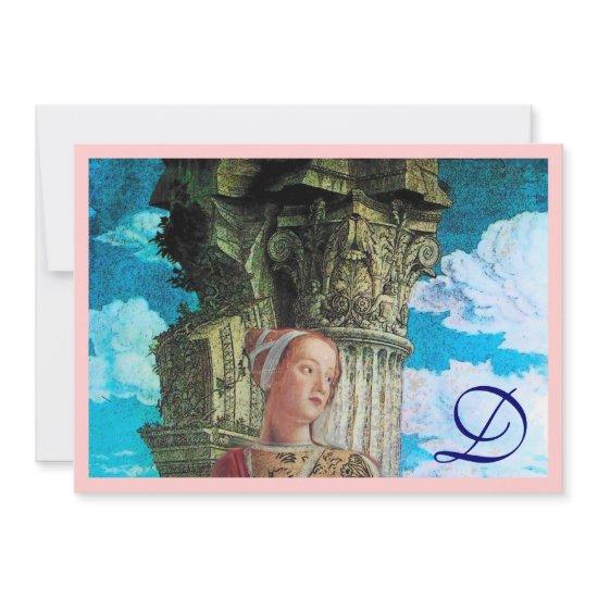 CLASSIC BEAUTY MONOGRAM bright antique blue pink