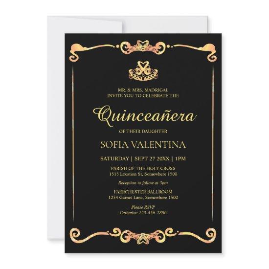 Classic Black Gold Quinceanera