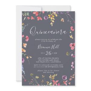Classic Blue Wild Floral Quinceañera