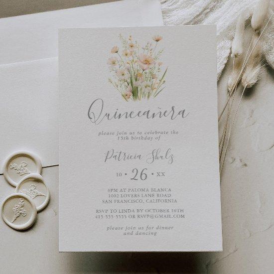 Classic Boho Blush Wildflower Quinceañera