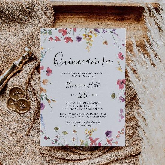 Classic Colorful Wild Floral Quinceañera