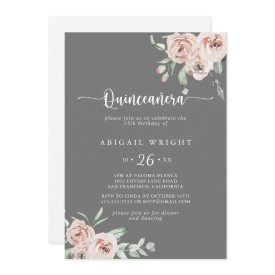 Classic Dusty Pink Rose Gray Quinceañera
